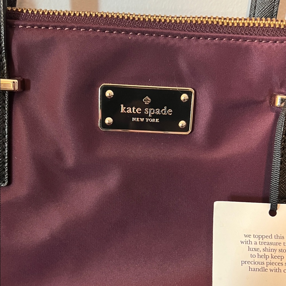 Kate Spade Plum Tote with Black Embellishments - Picture 2 of 5